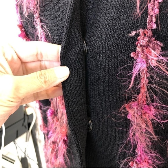 VINTAGE Egoiste black & pink feather blazer midi skirt suit size 4 - Picture 16 of 17